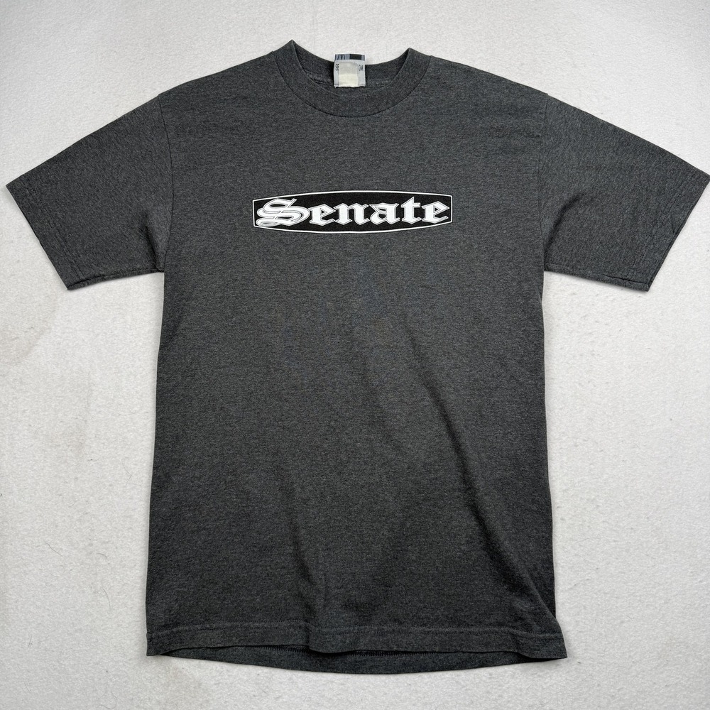 Vintage Senate Shirt Mens Medium Gray Logo Graphic Skate Brand Streetwear